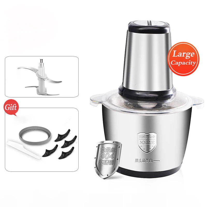 2l elektrische Fleisch korn Küchenmaschine Chopper Edelstahl Küchenmaschinen Gemüse Chopper Slicer Maschine Home Grinder