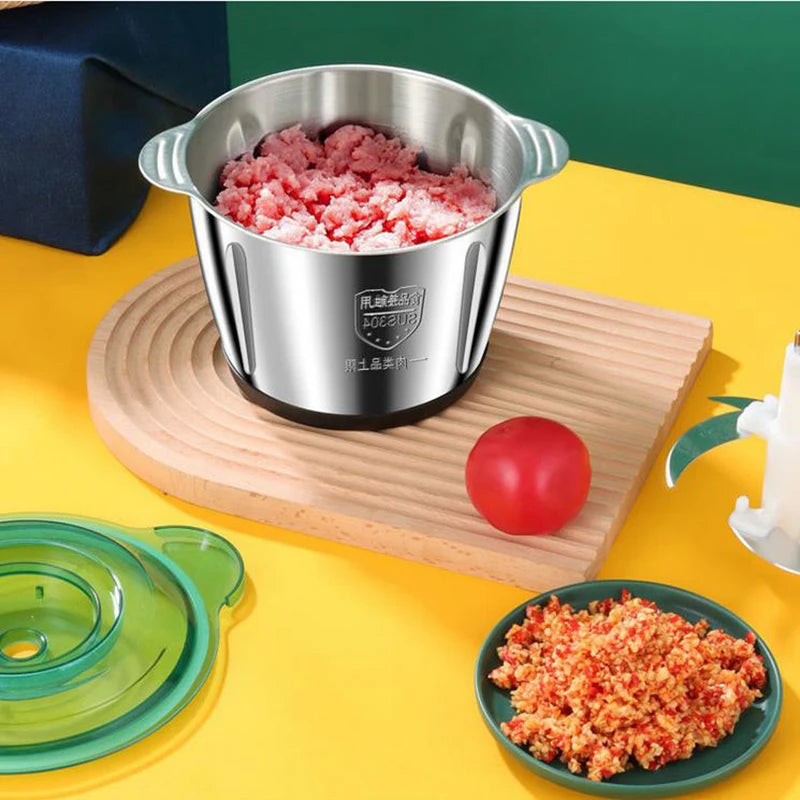 2l elektrische Fleisch korn Küchenmaschine Chopper Edelstahl Küchenmaschinen Gemüse Chopper Slicer Maschine Home Grinder