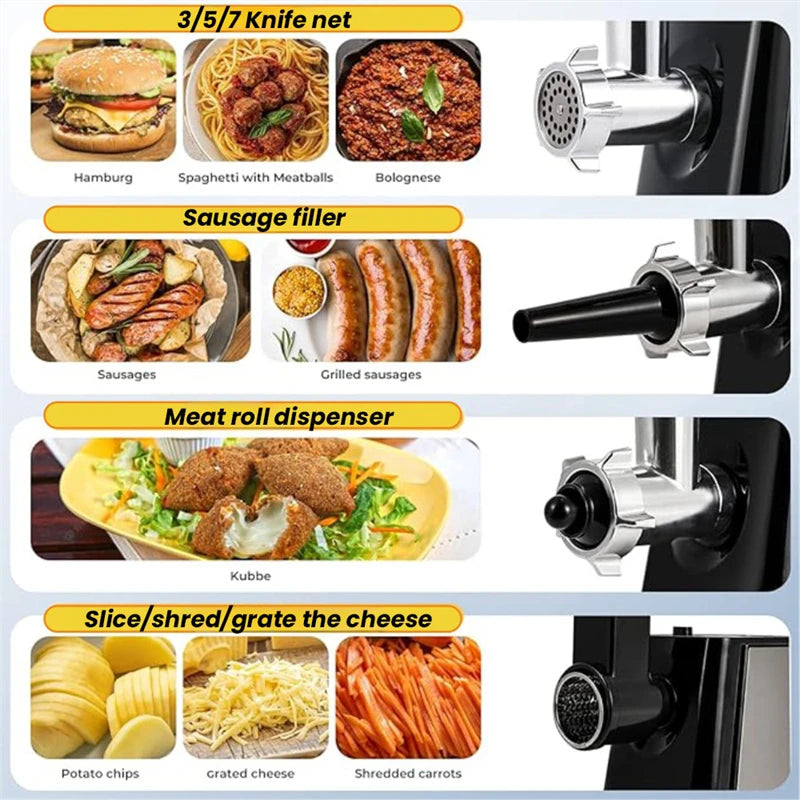 1000W Electric Meat Grinder Heavy hard Meat Mincer Sausage Stuffer Machine 220V Stainless Steel Food grain Stand mix