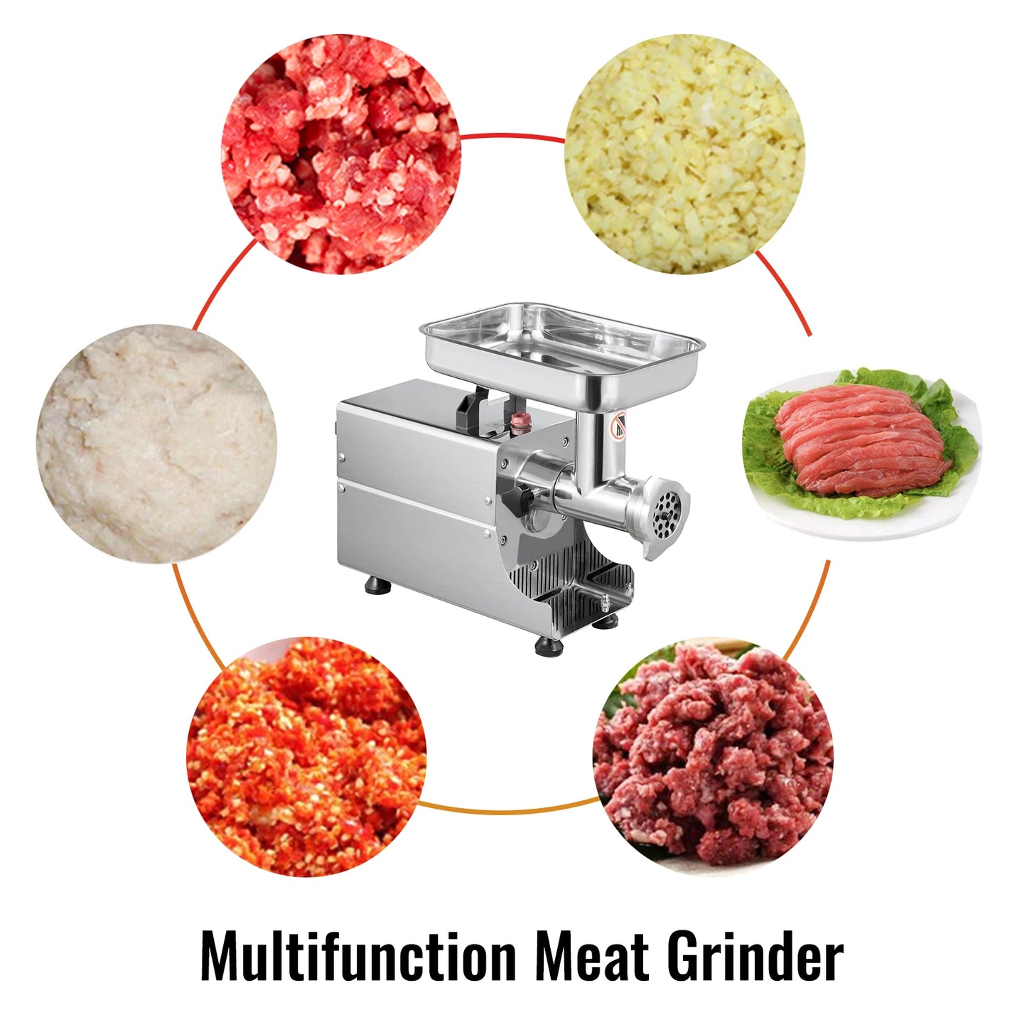 SucceBuy 250Kg/H Electric Meat Mincer Grinder 1100W Commercial Kitchen Chopper FoodProcessor SausageMaker Machine Home Appliance
