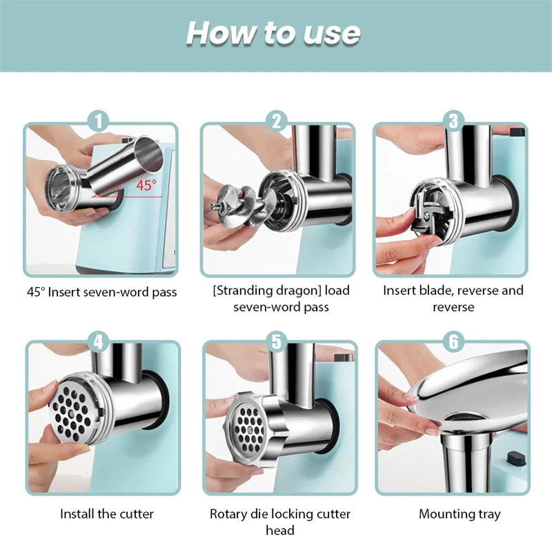 1000W Electric Meat Grinder Heavy hard Meat Mincer Sausage Stuffer Machine 220V Stainless Steel Food grain Stand mix