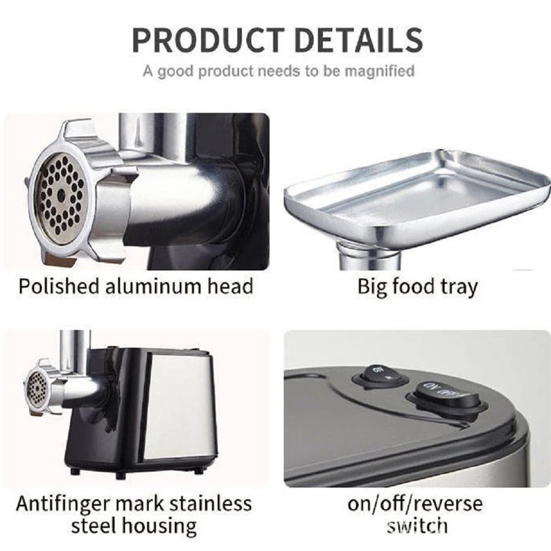 1000W Electric Meat Grinder Heavy hard Meat Mincer Sausage Stuffer Machine 220V Stainless Steel Food grain Stand mix
